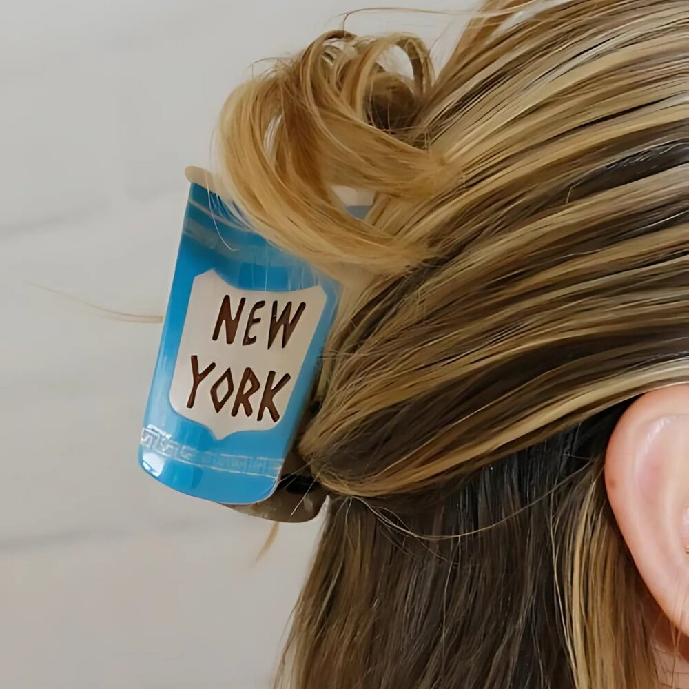 Pre-Packaged Retro New York Coffee Cup Hair Claw Clip - Quirky NYC Accessory